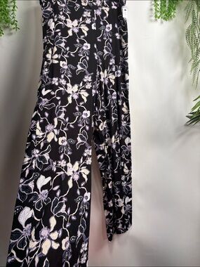 Ellos Wide Leg Black and White Floral Pants